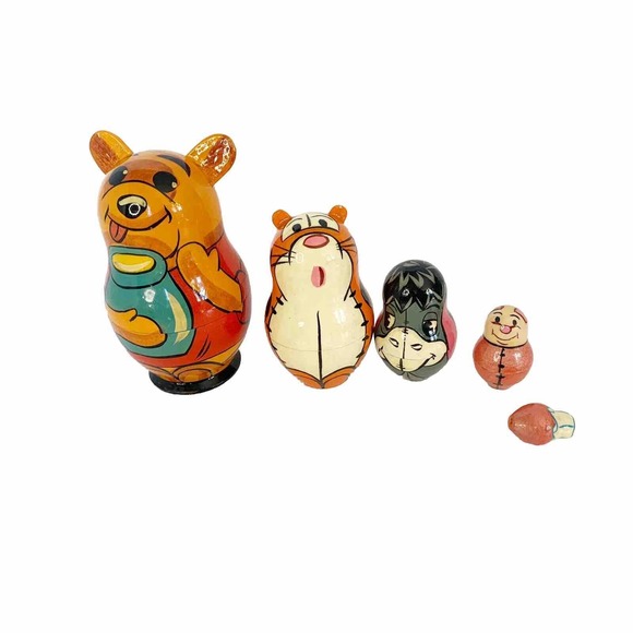 Disney Winnie the Pooh Nesting Dolls Signed Artist Eeyore Piglet TIgger - Picture 1 of 9